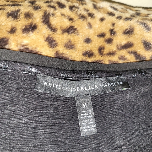 WHBM White House Black Market Womens M Solid LEOPARD Capsleeve Round Neck Shirt - Picture 4 of 6